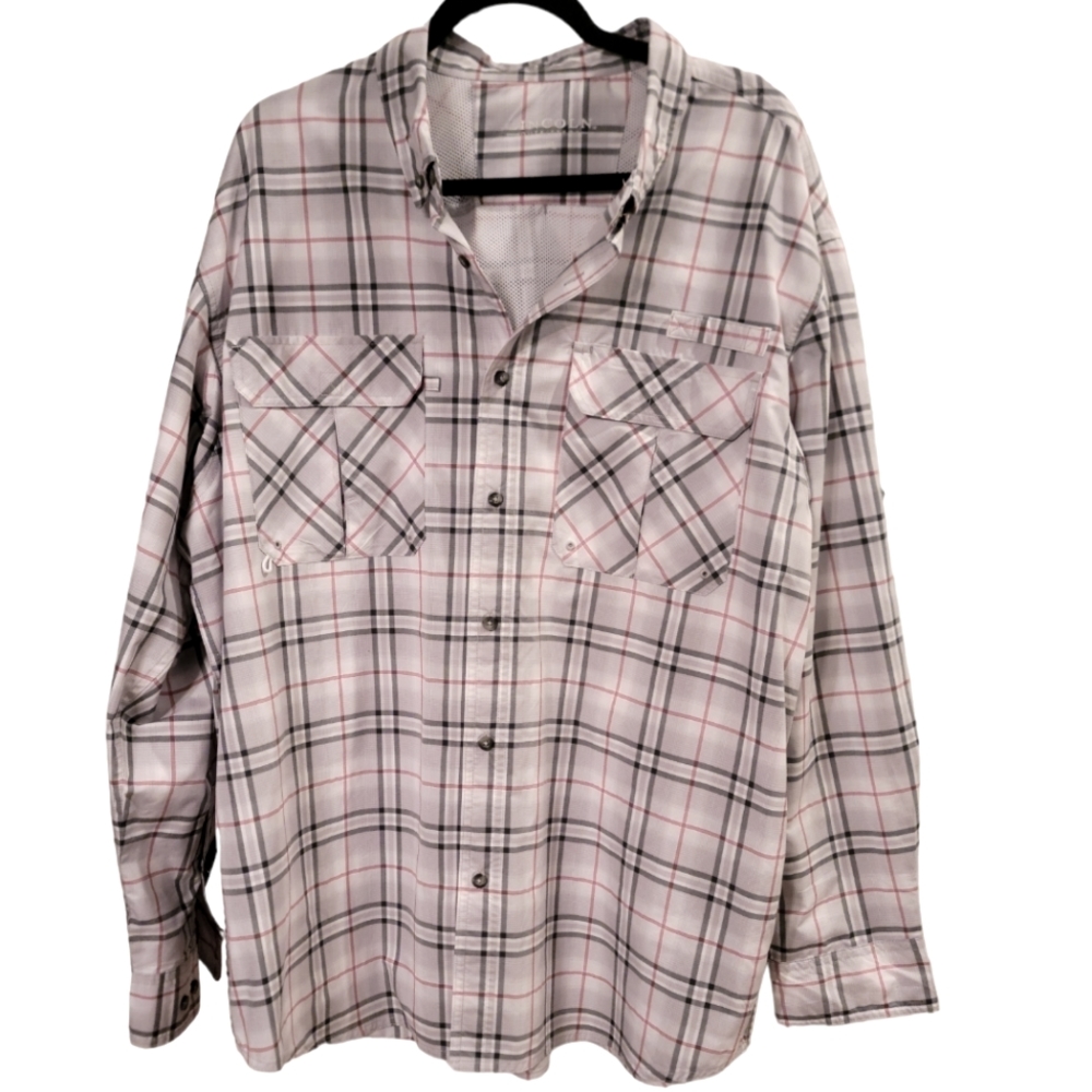 Mens Large Lincoln Outfitters Shirt Gray Red White. In Very Good Pre-Owned Cond